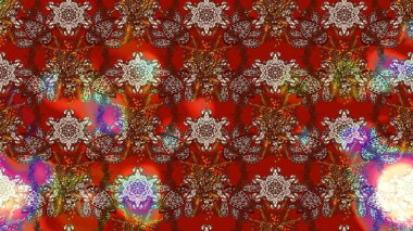 Renkli Bahar Teması eskiz kalıbı. Çiçek desenli çizim. Düz Çiçek Elementleri Tasarımı. Raster illüstrasyonu. Asya tekstil tarzında. Güzel kumaş deseni.