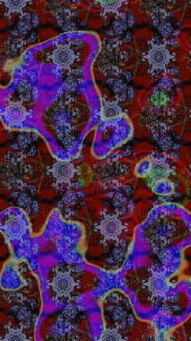 Mor ve kahverengi renklerde. Raster illüstrasyonu. Taslak dekoratif arka plan, çiçek mandala. Çiçek..