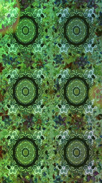 Raster oryantal süs. Yeşil ve gri renklerde altın elementlerle kusursuz desen. Kusursuz altın desen.
