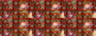 Çiçekli karalama şeklinde Raster çiçek deseni. Kahverengi ve kırmızı renklerde bahar çiçekleri. Raster illüstrasyonu.