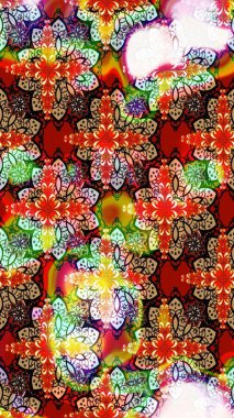 Eskiz geçmişi. Kumaş, tekstil, duvar kağıdı baskısı için. Raster illüstrasyonu. Eski usul. Miles Fleur, süslü püslü bir süs. Tomurcukları papatya çiçekleri olan sevimli bir çiçek deseni..