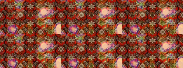 Çiçekli karalama şeklinde Raster çiçek deseni. Kahverengi ve kırmızı renklerde bahar çiçekleri. Raster illüstrasyonu.