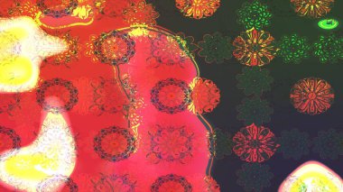 Raster deseni. Çiçek kompozisyonu. Küçük çiçekte güzel bir desen var. Doğa. - Pembe ve yeşil çiçekler. Çiçek arkaplan. Çiçek kolajı.