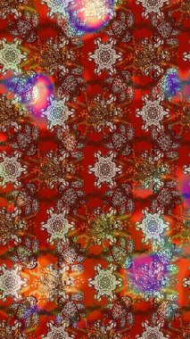 Kahverengi ve kırmızı renklerde. Raster illüstrasyonu. 3D çiçekler, çizim.