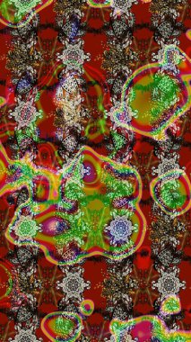 Millefleur 'lar. Küçük kahverengi ve kırmızı çiçekli oldukça eski bir besin torbası deseni. Tekstil, kumaş, kapaklar, duvar kağıtları, baskı, paket, koleksiyon defteri, örgü, dekupaj için çiçek arkaplanı..