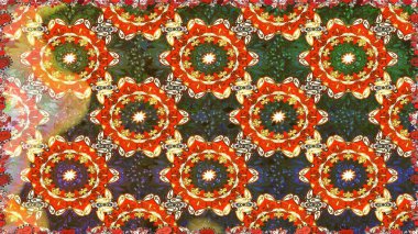 El yapımı dekoratif çerçeve, albüm kapağı, tebrik kartı, klasik Art deco tarzı. Altın karalama fantezi yapraklarından ve kahverengi ve turuncu renklerde çiçeklerden oluşan soyut bir çelenk..