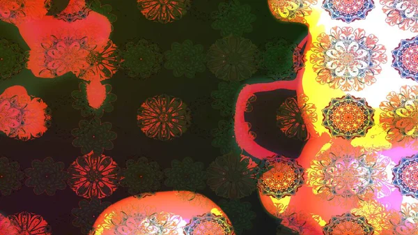 Gri ve kahverengi renkli çiçekler. Raster illüstrasyonunda çiçek deseni çizimi.