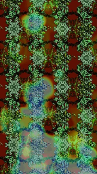 Yeşil ve kahverengi renkler üzerine çiçek desenli eskiz, el yapımı papatyalar, papatyalar. Tekrarlayan çiçek arkaplanı, zarif yeşil ve kahverengi çiçek duvar kağıdı.