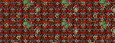 Raster illüstrasyonundaki çiçek desenli çizim. Suluboya tarzında gri ve kırmızı renkte çiçekler.