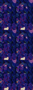 Mavi ve siyah renkte çiçekler. Çiçek desenli eskiz. Tişört baskısı için çiçek boyama rasteriName.