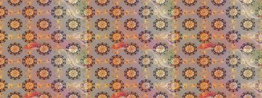 Çiçekleri, deniz kabukları, mandalaları ve suluboya efektleriyle donanma geçmişi. Yatak çarşafları, ceket, paket tasarımı, kumaş ve moda kavramları için tekstil baskısı. Çizim kalıbı etnik tasarım.