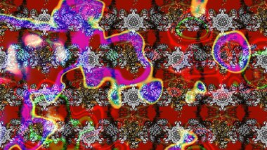 Kırmızı ve gri renkte etnik çiçeklerle süslenmiş zarif bir eskiz şekli. Asya Tekstil 'inde Raster Çiçek İllüstrasyonu.