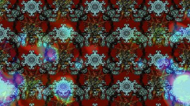 Renkli Bahar Teması eskiz kalıbı. Kırmızı ve kahverengi renkte çiçekler. Düz Çiçek Elementleri Tasarımı. Raster illüstrasyonunda çiçek deseni çizimi.