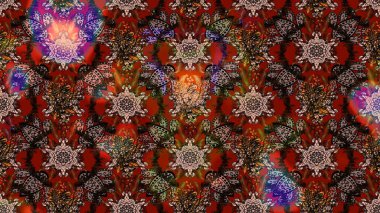 Sevimli çiçek raster deseni. Kahverengi ve kırmızı renkte çiçekler. Düz Çiçek Elementleri Tasarımı. Renkli Bahar Teması çizim şablonu.