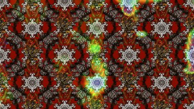 Kabile sanatı boho baskısı, klasik çiçek arkaplanı. Arkaplan dokusu, duvar kağıdı, kahverengi ve kırmızı renkli çiçek teması. Soyut etnik raster çizim kalıbı.