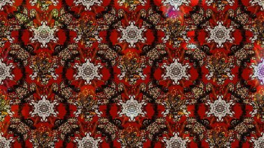 Kahverengi ve kırmızı renkte çiçekler. Çizim çiçek deseni duvar kâğıdı olarak kullanılabilir. Raster illüstrasyonu.