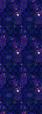 Mavi ve siyah renklerde. Mavi ve siyah renkte mavi ve siyah papatya deseni. Raster illüstrasyonu.