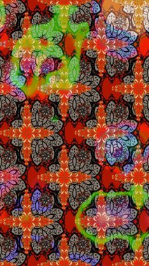 Tatil havası. Nazik romantik baskı. Kırmızı ve kahverengi renkte çiçekler. Bahar mevsimi. Raster güzel bir çiçek deseni çiziyor..