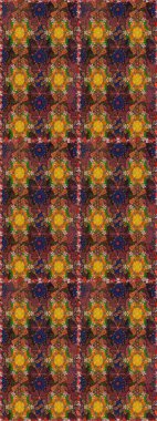 Küçük çiçekteki sevimli çiçek deseni. Soyut çiçek desensiz arkaplan. Raster deseni. Kahverengi ve turuncu renklerde. Raster illüstrasyonu.