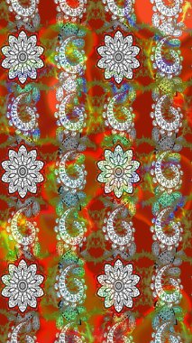 Moda arka planında parlak buketler. Raster illüstrasyonu. Kumaş, duvar kağıdı ve kağıt üzerine baskı yapmak için gelişen arka plan. Eski usul küçük çiçekli şirin bir eskiz deseni..