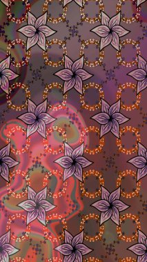 Parlak renkli çiçekleri ve kahverengi ve pembe renkte yaprakları olan harika bir çiçek deseni. Halk tarzı. Modern çiçek arkaplanı. Moda baskıları için zarif bir şablon.