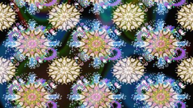 Çiçeksiz desenli arka plan, yaz çiçekleri. Renkli Bahar Temalı Kusursuz Arkaplan. Düz Çiçek Elementleri Tasarımı. Mavi ve nötr renkte çiçekler.