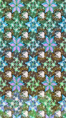 Yeşil ve nötr renkte çiçekler. Renkli Bahar Teması çizim şablonu. Çiçekli çiçek deseni, suluboya. Düz Çiçek Elementleri Tasarım Raster illüstrasyonu.