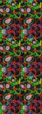 Çok yeşil ve siyah zarif küçük çiçekler ve yeşil ve siyah renkli komik böcekler, raster desen, illüstrasyon.