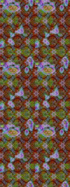 Raster deseni. Bahar çiçekleri dallı desen, kahverengi ve çiçek siluetiyle yeşil renkler.