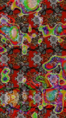 Raster illüstrasyonu. Robot resim. Şirin çiçek elementleri. Gri ve kahverengi renkte çiçekler.