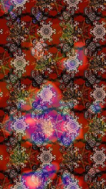 Renkli Bahar Teması eskiz kalıbı. Kahverengi ve kırmızı renkte çiçekler. Düz Çiçek Elementleri Tasarımı. Raster illüstrasyonunda çiçek deseni çizimi.