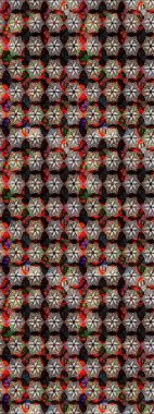 Kumaş, tekstil, duvar kağıdı baskısı için. Raster illüstrasyonu. Miles Fleur, süslü püslü bir süs. Eski usul. Eskiz geçmişi. Tomurcukları papatya çiçekleri olan sevimli bir çiçek deseni..