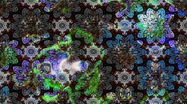 Ultraviyole kumaş deseni. Organik motif arka planı. Raster illüstrasyonu. Çizim deseni.