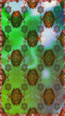 El yapımı çiçek ve bitki koleksiyonu. Şirin karalama çiçekleri olan kusursuz çiçek desenleri. Raster illüstrasyonu. Raster illüstrasyonu. Eskiz stili yeşil ve kahverengi renkler.