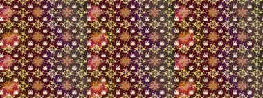 Kahverengi ve mor renkli çiçekler. Düz Çiçek Elementleri Tasarımı. Raster illüstrasyonundaki çiçek desenli çizim. Renkli Yaz Teması çizim şablonu.