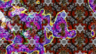 Raster illüstrasyonundaki çiçek desenli çizim. Gri ve kahverengi renkte çiçekler.