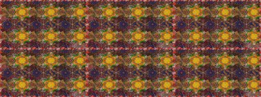 Kahverengi ve turuncu renkli kahverengi ve turuncu papatya deseni. Kahverengi ve turuncu renklerde. Raster illüstrasyonu.