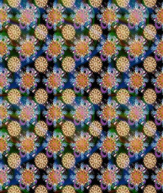 Desen, çizim, çiçek sınırı. Çiçek çelengi. Güzel, parlak, pürüzsüz kumaş, tuval. Kıvırcık, parlak örgü. Eski moda arka plan. Raster illüstrasyonu.