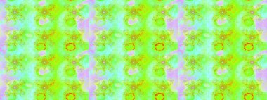 Raster illüstrasyonu. Çiçek süslemeli çizim deseni. Yeşil renkte çiçekler.