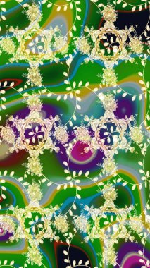 Yeşil renklerde. Çiçekli güzel suluboya desen. Raster illüstrasyonu.