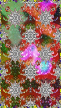 Gri ve kahverengi renklerde güzel çiçekler ve yapraklarla kusursuz desen, suluboya çiçek deseni, duvar kağıdı, kart ya da kumaş için fayanslı. Raster illüstrasyonu.