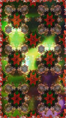 Kahverengi ve gri kıvırcık çiçekler kahverengi ve gri renklerde şekillenir. Raster illüstrasyonu. Klasik çiçek tasarım elementleri.