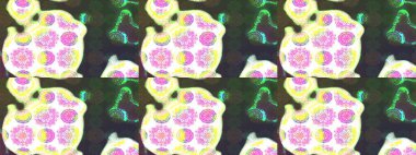 Flat Flower Elements Design. Sketch pattern with flower. Flowers on green and gray colors. Colour Spring Theme sketch pattern Background.