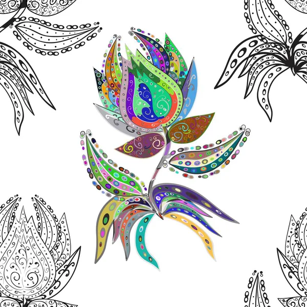 Çiçekli karalama şeklinde Raster çiçek deseni. Hoş renklerde çiçekler. Nazik, narin çiçek arkaplanı.