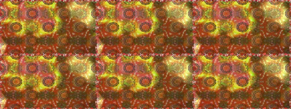 Raster illüstrasyonu. Kusursuz dekoratif arka plan, çiçek mandala. Çiçek. Kahverengi ve turuncu renklerde.