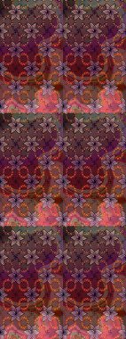 Raster illüstrasyonu. Yumuşak, bahar çiçekleri kahverengi ve mor renklerde. Raster çiçek desenli ve çiçekli..