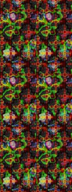 El çizimi. Çiçekli, yapraklı, çiçek desenli eskiz. Raster illüstrasyonu.