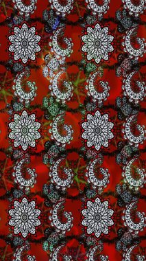 Gri ve kırmızı renkte çiçekler. Raster illüstrasyonunda çiçek deseni çizimi.