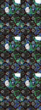 Raster. Gri renkli güzel çiçekli çizim deseni, suluboya çiçek deseni, duvar kağıdı, kart veya kumaş için fayanslı..