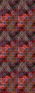 Suluboya çiçekli çiçek deseni. Kahverengi renkli güzel bir tekstil. Raster illüstrasyonu.